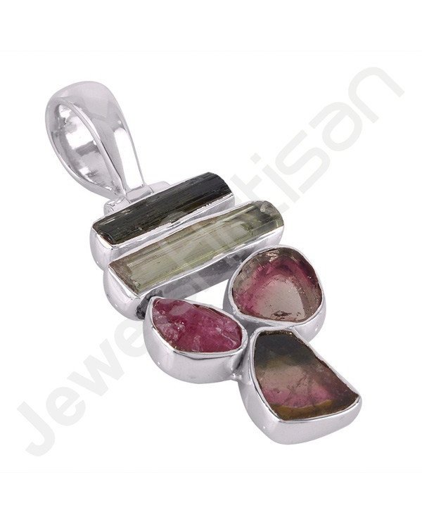 Sterling Silver Natural Tourmaline Handcraft Silver Pendant