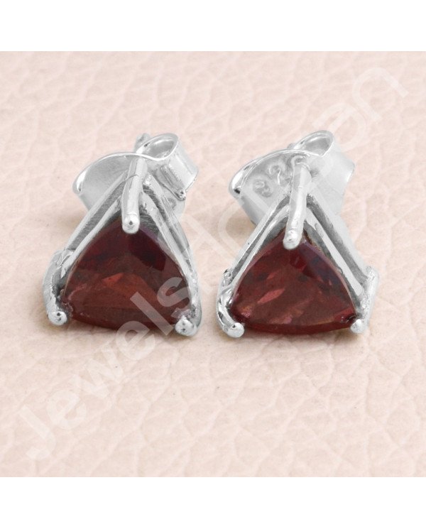 Garnet January Birthstone 925 Sterling Silver Stud Earrings