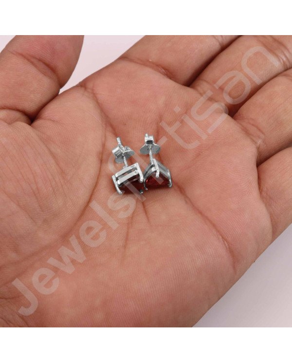 Garnet January Birthstone 925 Sterling Silver Stud Earrings