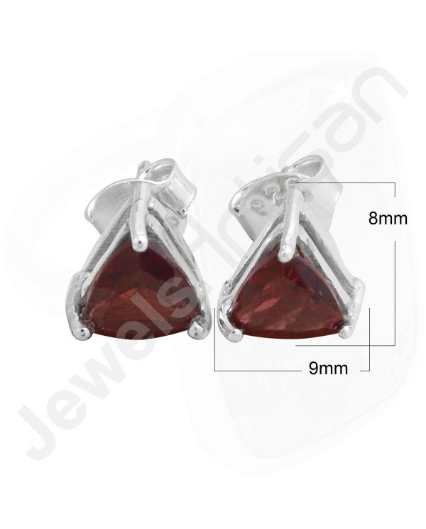 Garnet January Birthstone 925 Sterling Silver Stud Earrings
