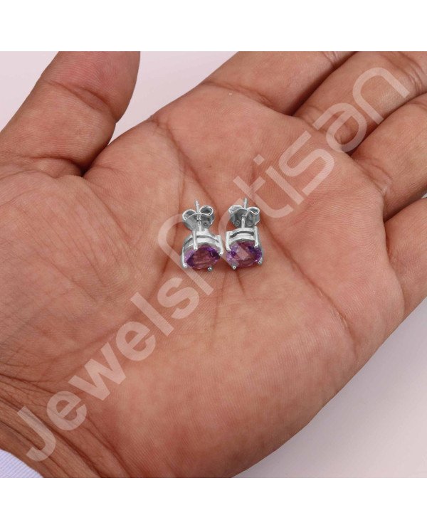 Amethyst February Birthstone 925 Sterling Silver Stud Earrings