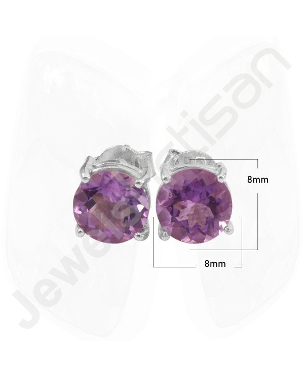 Amethyst February Birthstone 925 Sterling Silver Stud Earrings