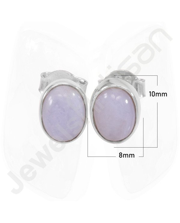 Blue Lace Agate Handmade 925 Sterling Silver Stud Earring