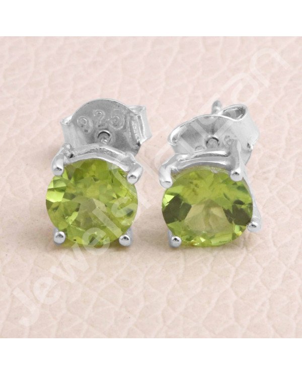 Peridot August Birthstone 925 Sterling Silver Stud Earrings