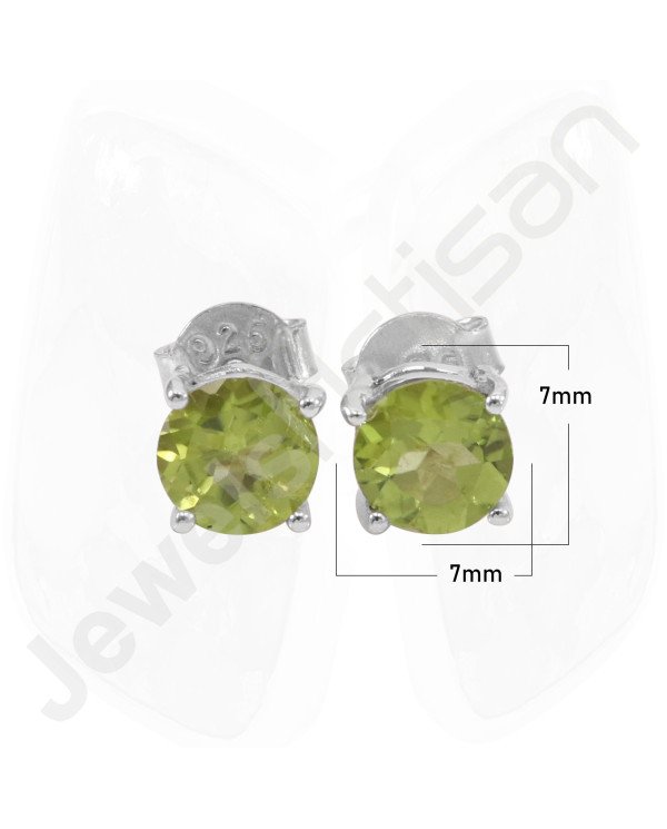 Peridot August Birthstone 925 Sterling Silver Stud Earrings