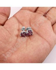 925 Sterling Silver Amethyst Raw Gemstone Stud Earrings