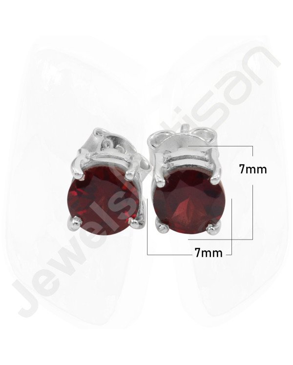 Garnet January Birthstone 925 Sterling Silver Stud Earrings