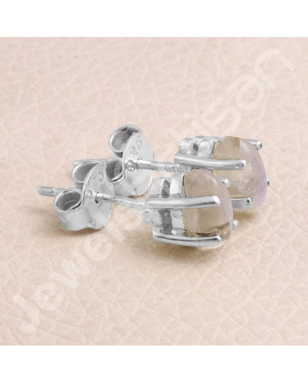 Rainbow Moonstone Studs 925 sterling Silver Studs Natural Gemstone Studs