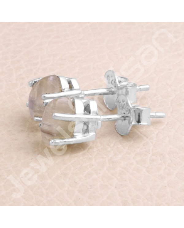 Rainbow Moonstone Studs 925 sterling Silver Studs Natural Gemstone Studs