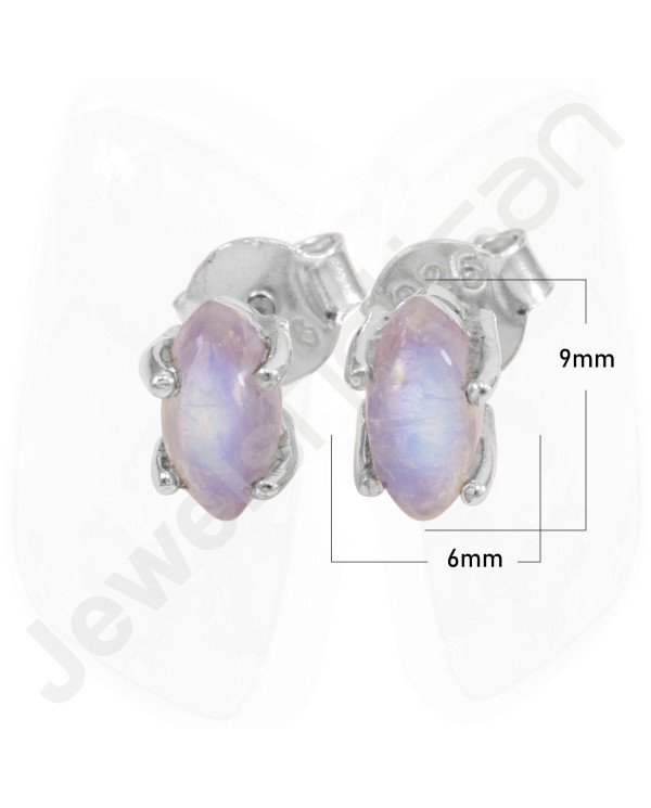 Rainbow Moonstone Studs 925 sterling Silver Studs Natural Gemstone Studs
