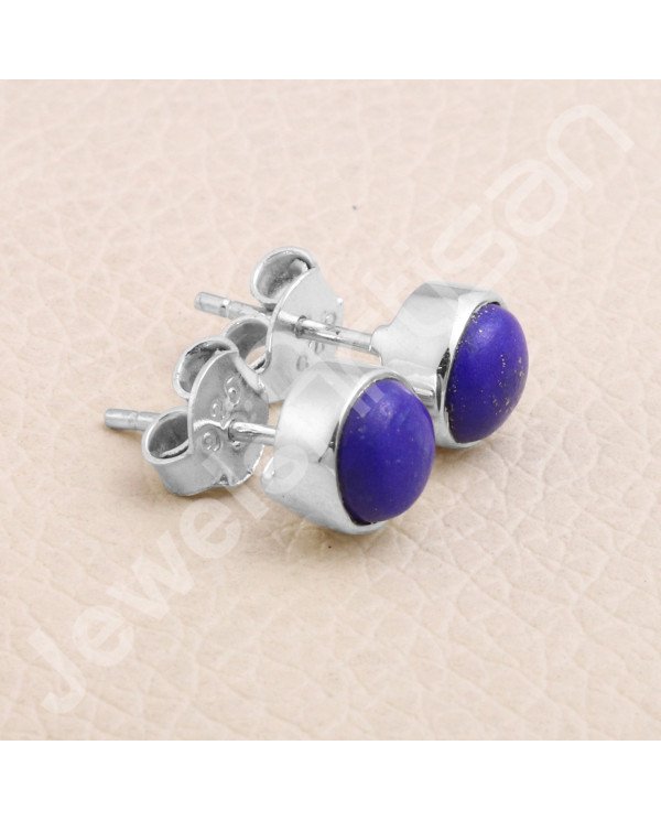 Lapis Lazuli Studs 925 sterling Silver Studs Natural Gemstone Studs