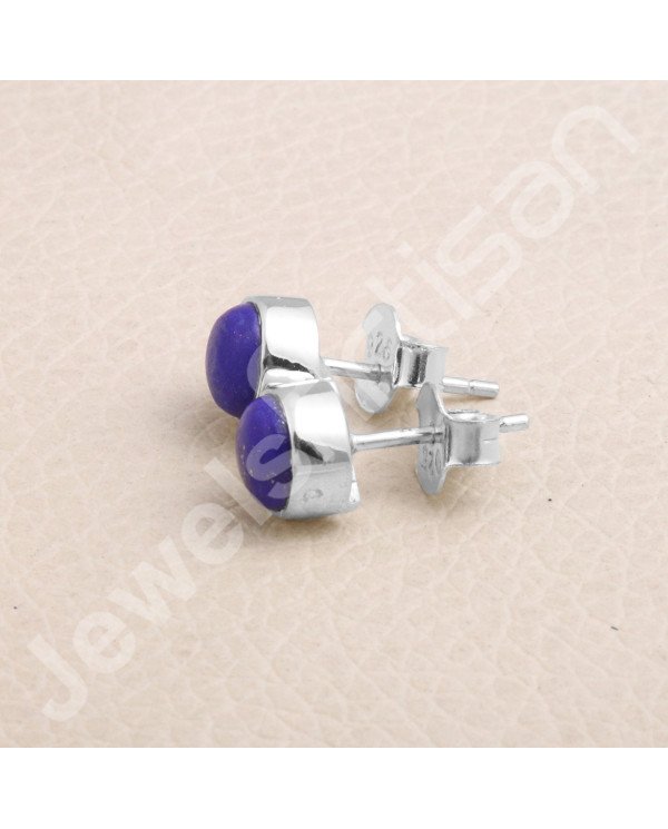 Lapis Lazuli Studs 925 sterling Silver Studs Natural Gemstone Studs