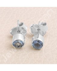 Swiss Blue Topaz Studs 925 sterling Silver Studs Natural Gemstone Studs
