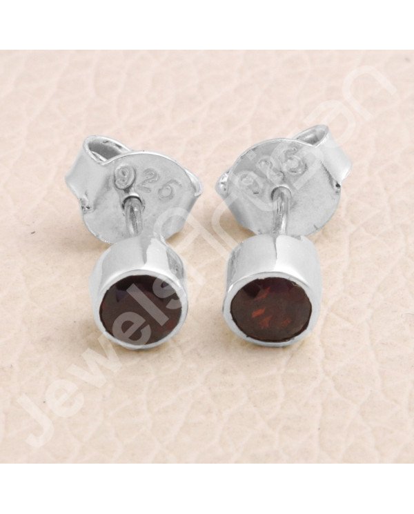 Garnet Studs 925 sterling Silver Studs January Birthstone Studs