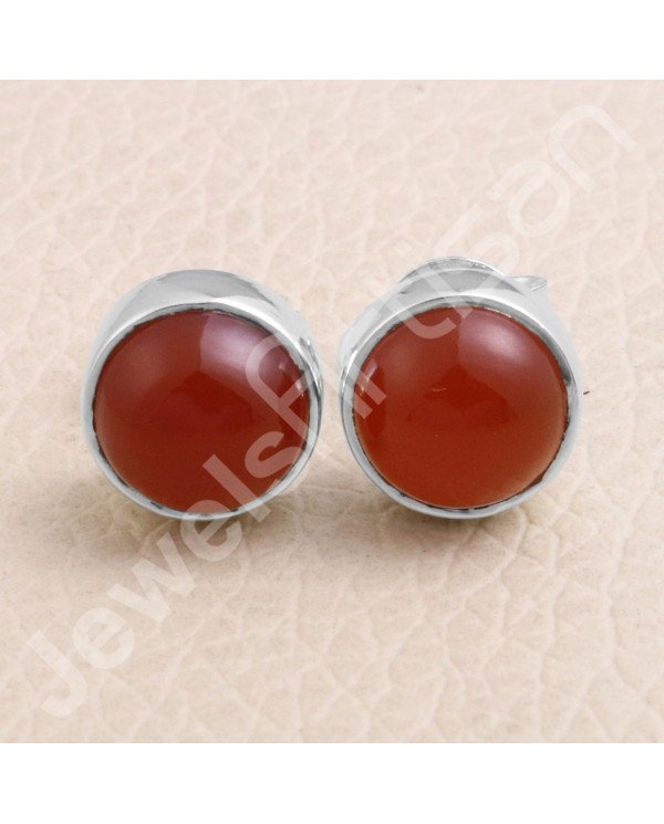 Red Onyx 925 Sterling Silver Handmade Stud Earrings