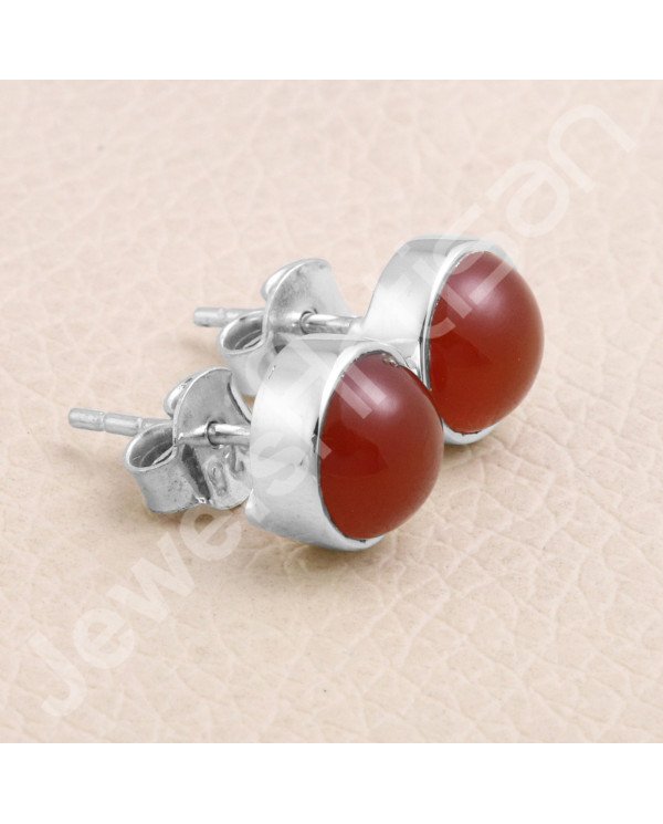 Red Onyx 925 Sterling Silver Handmade Stud Earrings