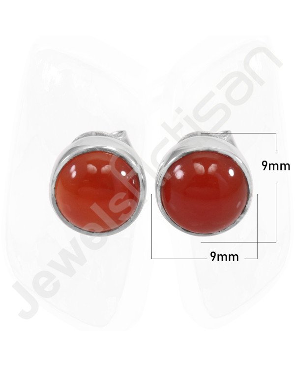Red Onyx 925 Sterling Silver Handmade Stud Earrings