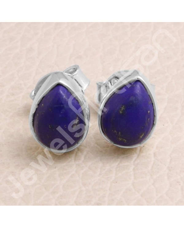 Lapis Lazuli Handmade 925 Sterling Silver Stud Earrings