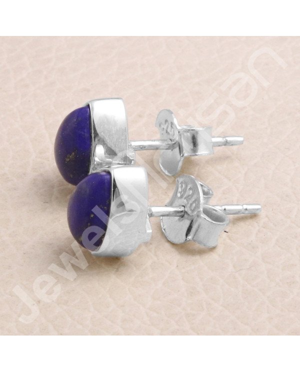 Lapis Lazuli Handmade 925 Sterling Silver Stud Earrings