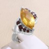 Citrine Ring 925 Sterling Silver Ring Garnet Ring Cocktail Ring