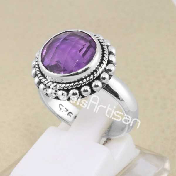 Amethyst Gemstone Classic 925 Solid Sterling Silver Solitaire Ring