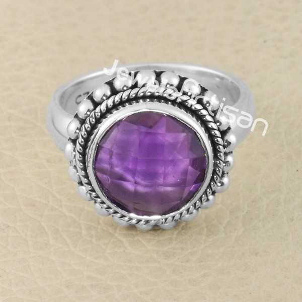 Amethyst Gemstone Classic 925 Solid Sterling Silver Solitaire Ring