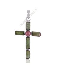 October Birthstone Pendant Tourmaline Pendant Cross Pendant