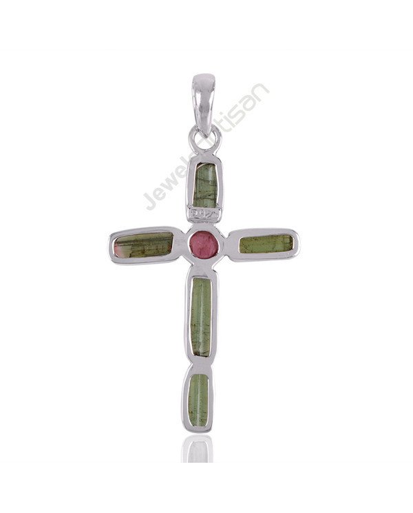 October Birthstone Pendant Tourmaline Pendant Cross Pendant