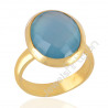 Blue Onyx Gemstone Ring 18 K Gold Vermeil Handcrafted Ring