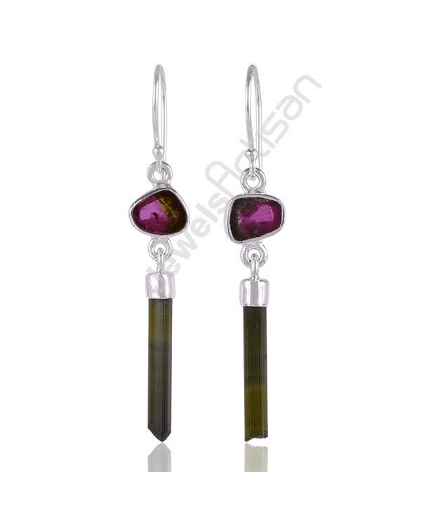 925 Sterling Silver Earrings Tourmaline Earrings Dangle Drop Earrings