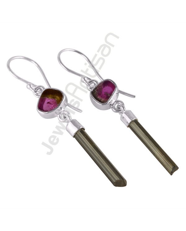 925 Sterling Silver Earrings Tourmaline Earrings Dangle Drop Earrings