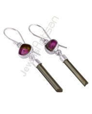 925 Sterling Silver Earrings Tourmaline Earrings Dangle Drop Earrings