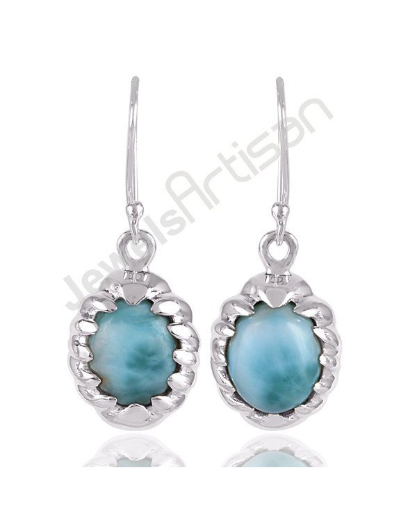 Larimar Earrings Dangle drop Earrings 925 Sterling Silver Earrings