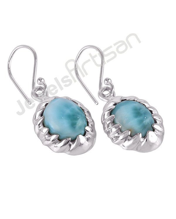 Larimar Earrings Dangle drop Earrings 925 Sterling Silver Earrings