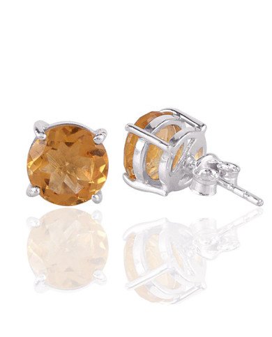 Sterling Silver Studs Citrine Gemstone Studs Handcrafted Silver Studs