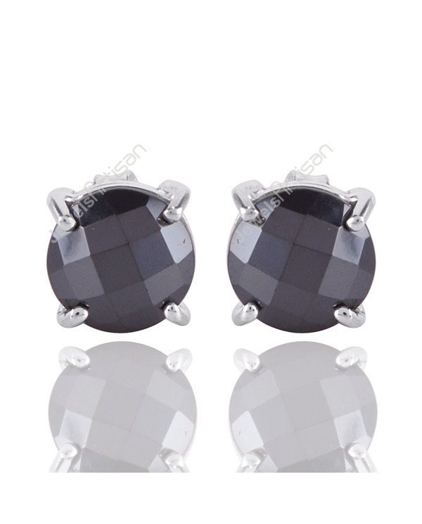 Sterling Silver Studs Hematite Gemstone Studs Handcrafted Silver Studs