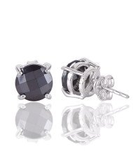 Sterling Silver Studs Hematite Gemstone Studs Handcrafted Silver Studs