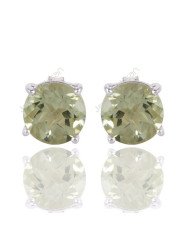 Green Amethyst Gemstone Studs Sterling Silver Studs Handcrafted Silver Studs