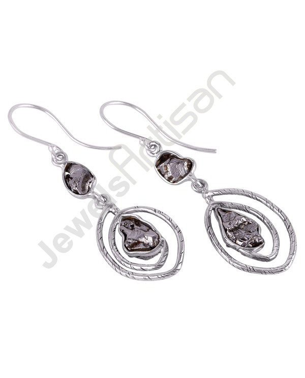 Meteorite Earring 925 Sterling Silver Earring Ear Wired Earring