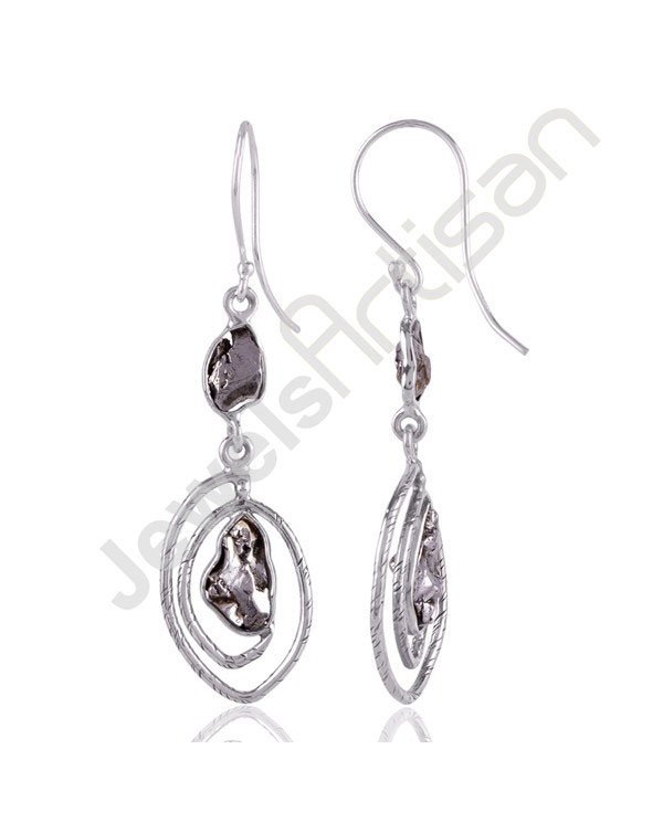 Meteorite Earring 925 Sterling Silver Earring Ear Wired Earring