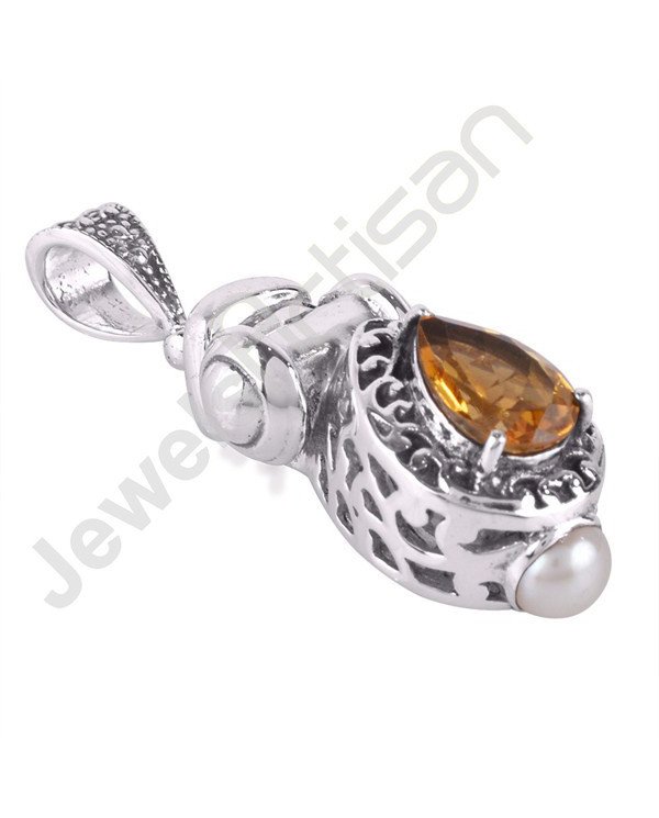 Fresh Water Pearl Pendant Citrine Pendant Handmade Pendant