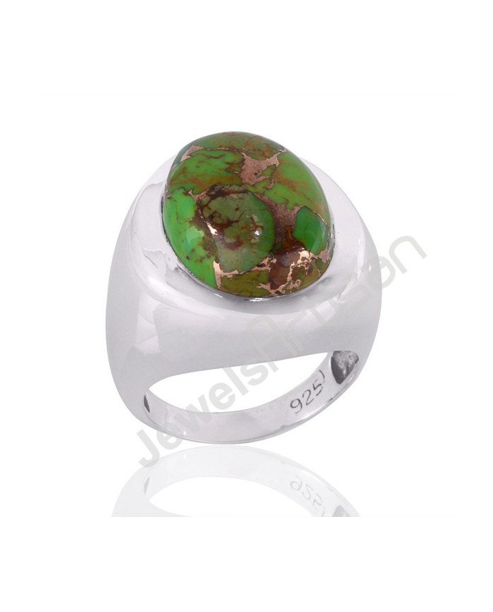 Green Copper Turquoise Ring 925 Sterling Silver Statement Ring