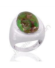 Green Copper Turquoise Ring 925 Sterling Silver Statement Ring