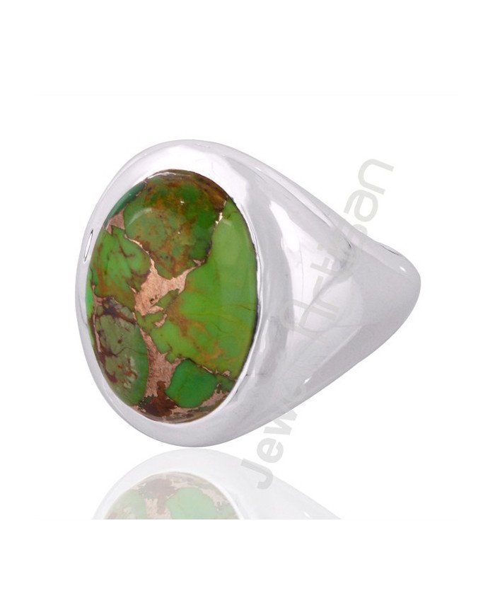 Green Copper Turquoise Ring 925 Sterling Silver Statement Ring