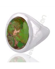 Green Copper Turquoise Ring 925 Sterling Silver Statement Ring