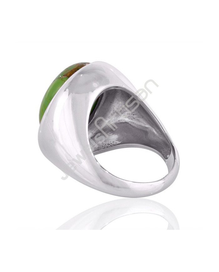 Green Copper Turquoise Ring 925 Sterling Silver Statement Ring