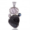 Sterling Silver Desert Druzy Tourmanilated Quartz Pendant