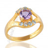 Amethyst Ring And Swiss Blue Topaz Ring 18 K Gold Vermeil Ring