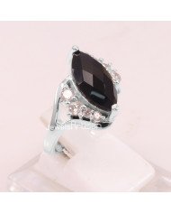 Black Onyx White Cubic Zirconia 925 Sterling Silver Ring