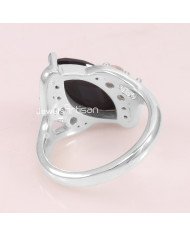 Black Onyx White Cubic Zirconia 925 Sterling Silver Ring